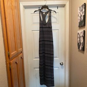 Roxy, Summer, long dress, grey and black striped, XL